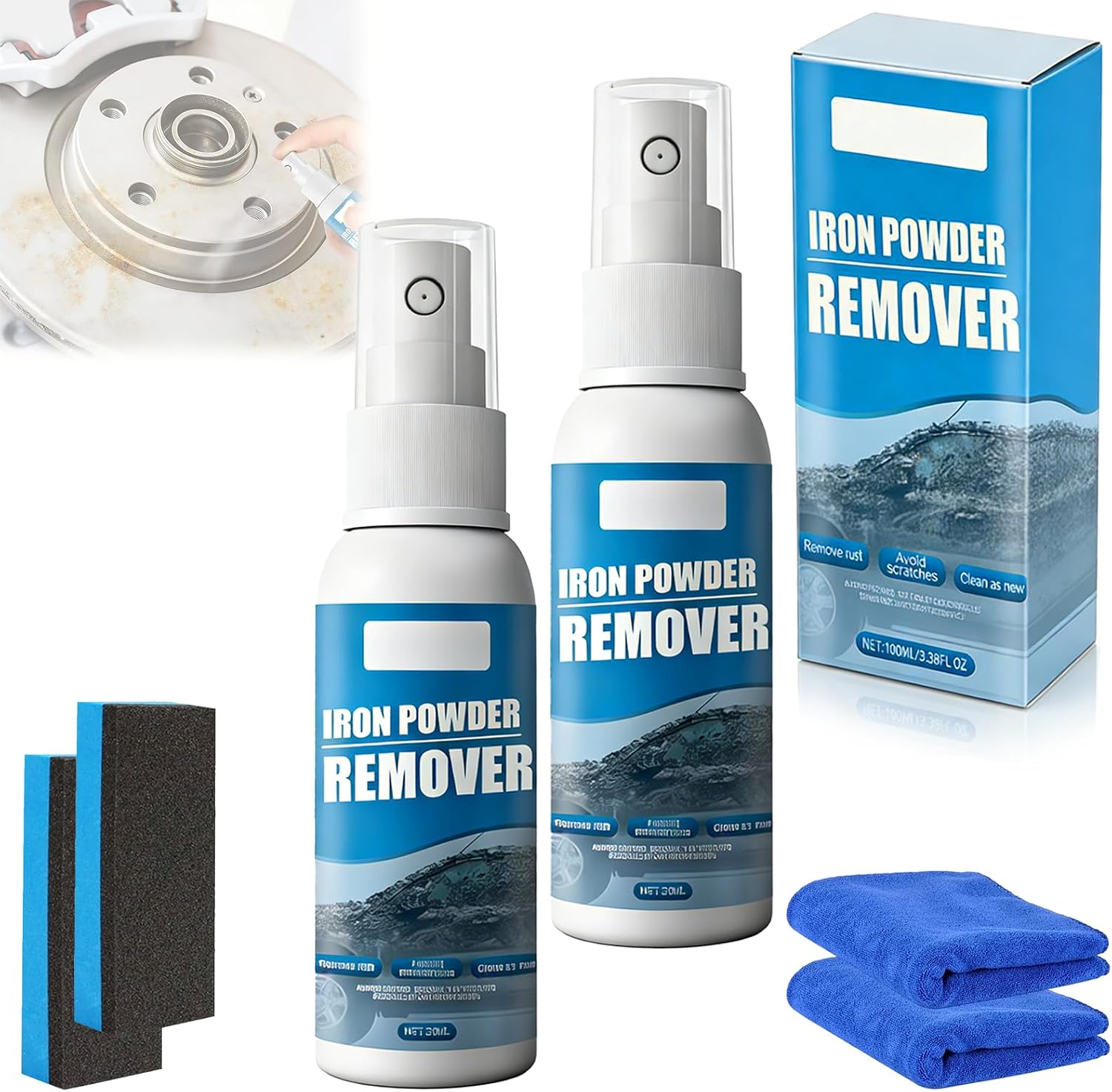 Multi-Functional Quick-Acting Rust Removal Spray, 2026 New Iron Power Remover Spray, Portable Rust Remover Sprays for Metal, Fast-Acting Formula, Bikes, Tools, Cars Surfaces (30mi*2pcs)