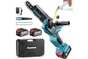 Supstable Mini Motosega a Batteria 8/6 Pollici, 8000mAh Motoseghe Elettrica Brushless, 1300W, Oliatore Automatico, Tensione Catena Senza Attrezzi, Sega a Batteria per Potatura, Artigianato e Progetti