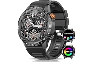 DEKELIFE Reloj Inteligente Hombre con Llamadas,1,43" AMOLED Smartwatch Hombre con 24/7 Pulsómetro SpO2 y Sueño,450mAh IP68 Impermeable Smartwatch con 70+ Modos Deportivos para Android iOS Regalo Negro