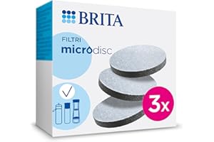 BRITA MicroDisc confezione da 3 - Dischi filtranti di ricambio per bottiglie e borracce filtranti BRITA: riducono PFAS, cloro, microparticelle e altre impurità