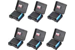 Hsupez 6 cajas de almacenamiento de plástico, compatibles con las baterías de las cámaras Gopro 9/10 Hero; organizador multifuncional de compartimento de batería con ranura para tarjeta de memoria,