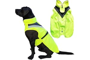 Lautus Pets Waterproof Dog Raincoat - Reflective, Bright Yellow Rain Coat with Leash Hole (L, Yellow)