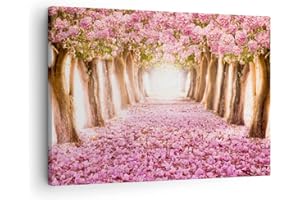 Bilder auf Leinwand Baum Blumen Kirsche Natur Leinwandbild 70x50cm Wandbilder Dekoration Wohnzimmer Schlafzimmer Küche Deko Klein Wanddeko Bild Wand Kunstdruck Art Wall Decor Canvas AA70x50-2794