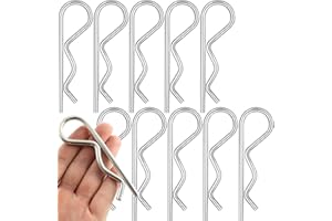Yeesabella 10 PCS R Clips Split Pins, M4*75 mm Leryati Cotter Pins Assortment Kit , Galvanized R-shaped pins Spring Hitch Cotter Pin Set , Cotter Clip for Automotive Garden Tools Tractors Mowers
