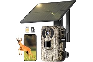 NUASI Fototrappola con Sim, Solare Fototrappola 4G con Scheda 32 GB,Fototrappola Infrarossi Invisibili con 2K Video in Diretta, Visione Notturna, Impermeabile IP66, Rilevamento del Movimento