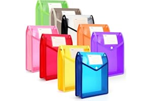 ‎FYY FYY Dokumententasche A4,9 Stück Dokumentenmappe A4 Sammelmappen mit Druckknopf Kunststoff Umschlag Mappe Wasserdicht Sichttasche Dokumenten mit Karte für Reise Büro Dokument Schule (A4, Vertikale)