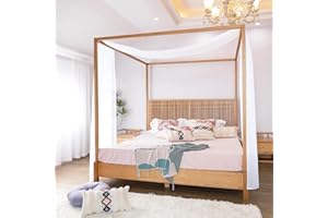 Linentalks White Canopy Bed Drapes - Luxury Sheer Scarf Valance for King & California King Bed - 1 PC 52" X 256"