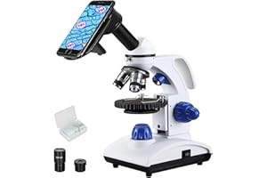 ESSLNB Microscope 40X-1000X Microscope pour Enfants Étudiants Adultes avec Adaptateur de Téléphone Ensemble Lames de Microscope