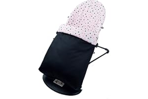 BORDA Y MÁS Funda y Saco Compatible con Hamaca BabyBjörn Balance Soft - Sustituye tapicería Original - Modelo Starry Sky - Color Rosa - Altura de Tapa Regulable –Hecho en España - Nenel