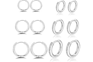 MOROTOLE 6 paia di orecchini a cerchio placcati in oro 14 kt orecchini a cerchio Huggie in argento sterling a cerchio piccoli orecchini cartilagine zirconia cubica per donne uomini