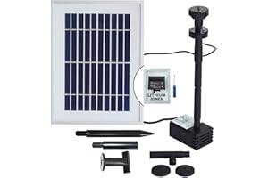 AMUR Innovative Solar Teichpumpe Solar Oasis 200-3 Li&LED Springbrunnen Solar Wasserspiel Solar-Teichpumpen-Set für den Gartenteich mit LI-Ion Akku Led-Beleuchtung Solarpanel