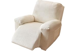 EBETA Fundas elásticas para sillón, protector de sillón, funda elástica para sillón reclinable completo, funda protectora de sillón de orejas elástica (Blanco grabado)