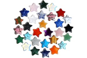 GUJOXILA 20pcs Star Crystals Gemstones Healing Gifts for Women Beginners Quartz Bulk Wholesale Reiki Polished Pocket Protection Chakra Meditation Divination Gem Stones Set