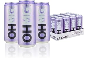 OHMG Sparkling Magnesium Water – Blackcurrant with Vitamin C (12 x 330ml) Cans | 100mg Magnesium | Zero Sugar, Calories & Sweeteners | Flavoured Fizzy Health Drink for Focus & Relaxation