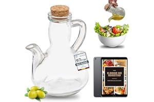 CAVECA Aceitera de Cristal Antigoteo para Cocina de 300ml y Tapón de Corcho + REGALO, Aceitera Tradicional de Vidrio 100% Reciclado y Fabricada en España, Dispensador de Aceite Cocina, Botella Cristal