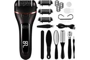 VEGENA Elektrischer Hornhautentferner, Hornhaut Entfernen, Hornhautentferner Elektrisch, USB Wiederaufladbar Hornhauthobel mit 3 Ersatzwalzen und 2 Geschwindigkeiten Abgestorbener Hautentferner für Füße