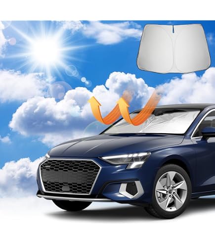 Protection Solaire Pare-brise Audi A4/A5 B9 (2017-2022) & A5 (8W6) 2018-2022 - Côté Argenté Réfléchissant, Côté Noir Isolant