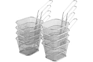 Yosoo 8/16/40Pcs Mini Panier à Frites Rond Individuels en Acier Inonxydable Plats de Service à Frites Idéal pour Cuisine (8Pcs)