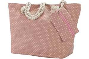 Ropo22 Bolsa Playa. Bolsas De Playa Con Forro Antiarena De Lona. Bolso Playa Mujer Con Cremallera y Neceser Exterior. Bolsa De Playa y Piscina Impermeable Con Asas De Cuerda. Bolsas De Playa Grandes.