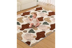 Lambluefly Krabbelmatte Baby Faltbar, Verdickte Krabbeldecke für Baby 180x150cm, Anti Rutsch Matte, Maschinenwaschbare, Spielmatte Faltbar, Babymatte Krabbelmatte für Laufgitter, Design im Bohème-Stil