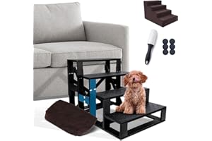 Zvonema Upgrade scale per cani 4 gradini, scaletta per cani 40 cm, scaletta per cani di piccola taglia ispessiti, per scaletta per gatti con rivestimento lavabile, antiscivolo, 60 x 42 x 40 cm