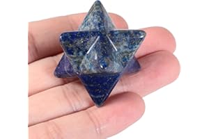 Lovionus89 Cristal de lapislázuli natural en forma de estrella de seis puntas, merkaba, protección sagrada, meditación, generador de energía, sanación, chacras, 2,5 cm