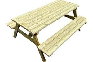 MG TIMBER PRODUCTS MG Timber Heavy Duty Premium, A-frame Picnic table, Bench. Made From Pressure Treated Swedish Redwood (Square Corners, 5FT)