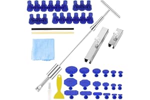 BOTEWO Kit Herramientas Reparación Abolladuras: Extractor de Abolladuras de Coche con 22 Pestañas, 2 Barras Pegamento y Abolladuras de Barra en T de Martillo Deslizante