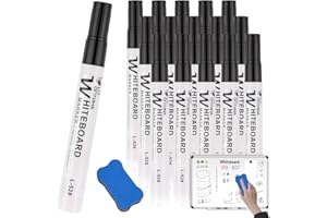 Deepton Whiteboard Marker, 15 Schwarz Whiteboard Stifte Abwischbar, Non Permanent Dry Erase Marker mit Whiteboard - Radierer, White Board Marker Pens für Schule Büro Flipchart - Rundspitze 2-3mm