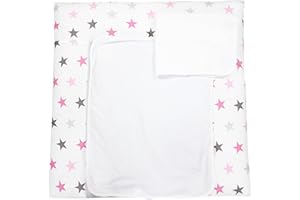 TupTam Materassino Fasciatoio con 2 Coperture in Spugna, Stelle Rosa/Grigio, 76 x 76 cm