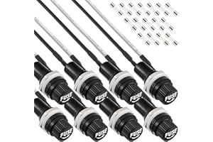 EPLZON 5X20mm Schwarz Schraubverschluss Sicherungshalter 250 VAC 10 A 125 VAC 15 A mit vorgelöteten Drähten und 10A/15A Schnellblas Glas Sicherung Kit