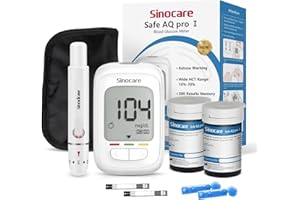 Sinocare Safe AQ pro I Misuratore Glicemia Glucometro Diabete Test Kit Test rapidi Dieci volte più accurati Allarme Intelligente per il Chetone nel Sangue con 50 Strisce e 50 Lancatte