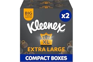 Kleenex Extra Large Facial Tissue in Compact Box - Pack of 2-100% Recyclable Packaging (88 Tissues Total)