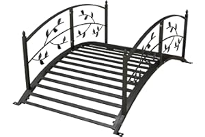Outsunny Pont de Jardin - Pont de Bassin - décoration du Jardin dim. 119L x 67l x 47H cm avec Balustrade Motif de Vigne Acier Noir