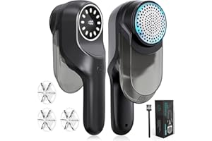 BUBBACARE Levapelucchi Elettrico, Levapelucchi Elettrico Portatile con Display Digitale a LED, 2 Velocità a Togli Pelucchi Ricaricabile USB per Vstiti, Moquette, Maglione, Divano