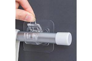 GIUSOBG 12 Supporti per Bastoni per Tende, Bastone per Tende Senza Forature, Autoadesivi per Tende, Supporto per Cucina Bagno, Ganci Adesivi Tenda(trasparente)