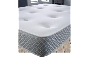 Starlight Beds Nebraska Tufted Single Memory Foam Mattress. Budget Hand Tufted Hybrid 3ft Mattress with Springs & Foam Layer. Soft Feel, 19cm Deep, Grey Border (Single Mattress)