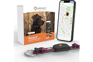 Weenect Chien XT - Nouveau Collier GPS pour Chien | Antenne XL | Etanche | Collier Hyper résistant intégré Julius-K9 | Garantie à Vie | Abonnement requis (Rose)