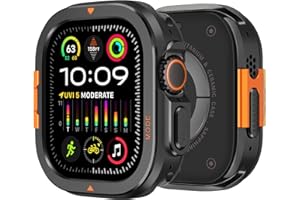 Bisikor 2 in 1 Metal Case Compatible with Apple Watch Ultra 3/2/1 49mm Case, Rugged Protective Metal Bumper with Back Cover for iWatch 49mm, Black