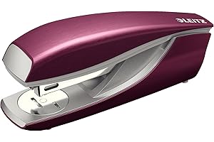 Leitz Agrafeuse de Bureau, Capacité 30 Feuilles, Rouge Grenat, Boîtier Métallique Ergonomique, Agrafes Incluses, Gamme Style, 55620028