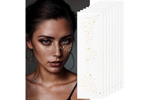 Calkkrer 8 tatuaggi dorati con lentiggini, impermeabili, per il viso, con glitter e brillantini, per feste