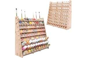 ARFETIGO Extra Large Wooden 9-Tiers 99 Bottles' Capacity Wooden Paint Organizer & Paint Brush Rack for Acrylic OIL Craft Hobby Mini Model Paint Paintng Station Painting Organizer for Artists(Vertical)