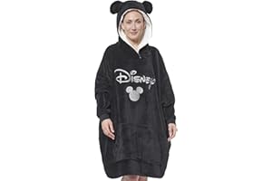 UNITED LABELS Disney Mickey Mouse Oversize Hoodie Cozy avec Oreilles pour Femmes - Surdimensionné Femmes Pull Moelleux Couverture Moelleuse Noir