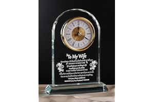 WinTaim Wife Glass Clock Gift from Husband: Unique Birthday, Christmas, Thanksgiving Blessings, Mother's Day, and Valentine Gifts - Elegant Desk Clock with Base for Wife Who Has Everything
