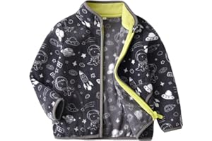 CAMILIFE Chaqueta de Forro Polar para Bebé Niños Pequeños Niños Niñas con Cuello Alto Cremallera Suave Adorable Chaqueta de Transición Chaqueta para Primavera Otoño - Patrón de Dibujos Animados Talla 86-134