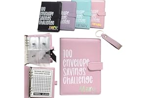 DOINFUN 100 Envelope Challenge Binder Saving Challenge DIY Wallet Budget Cash Binder 100 Day Money Saving Challenge- Pink