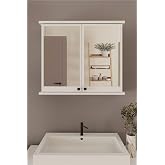 Orysa Design AD-1 Banyo Dolabı, 2 Kapaklı Beyaz Lavabo &Uuml;st&uuml; Aynalı Banyo Dolabı, &Ccedil;ok Ama&ccedil;lı Dolap