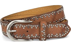 styleBREAKER Nietengürtel mit mehrfarbigen kleinen Nieten, Gürtel Kunstleder Einfarbig, kürzbar, Hüftgürtel Unisex 03010071