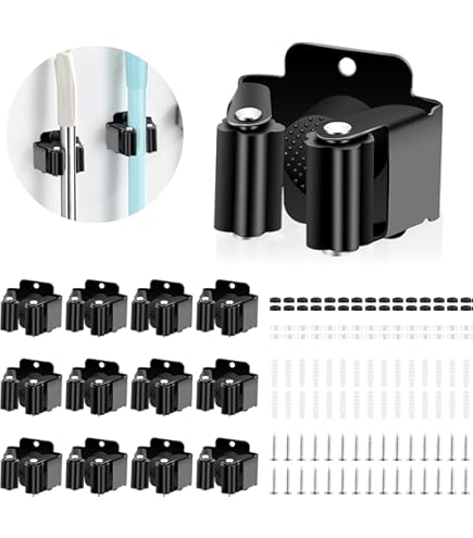 YUDAWN 15er Set Gartenhaken - Rote Metallhalter Für Besen & Gartengeräte Mit Anti-Rutsch Gummierung