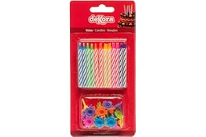 Dekora - 345309 Lot de 24 Bougies d'anniversaire Cire Multicolore